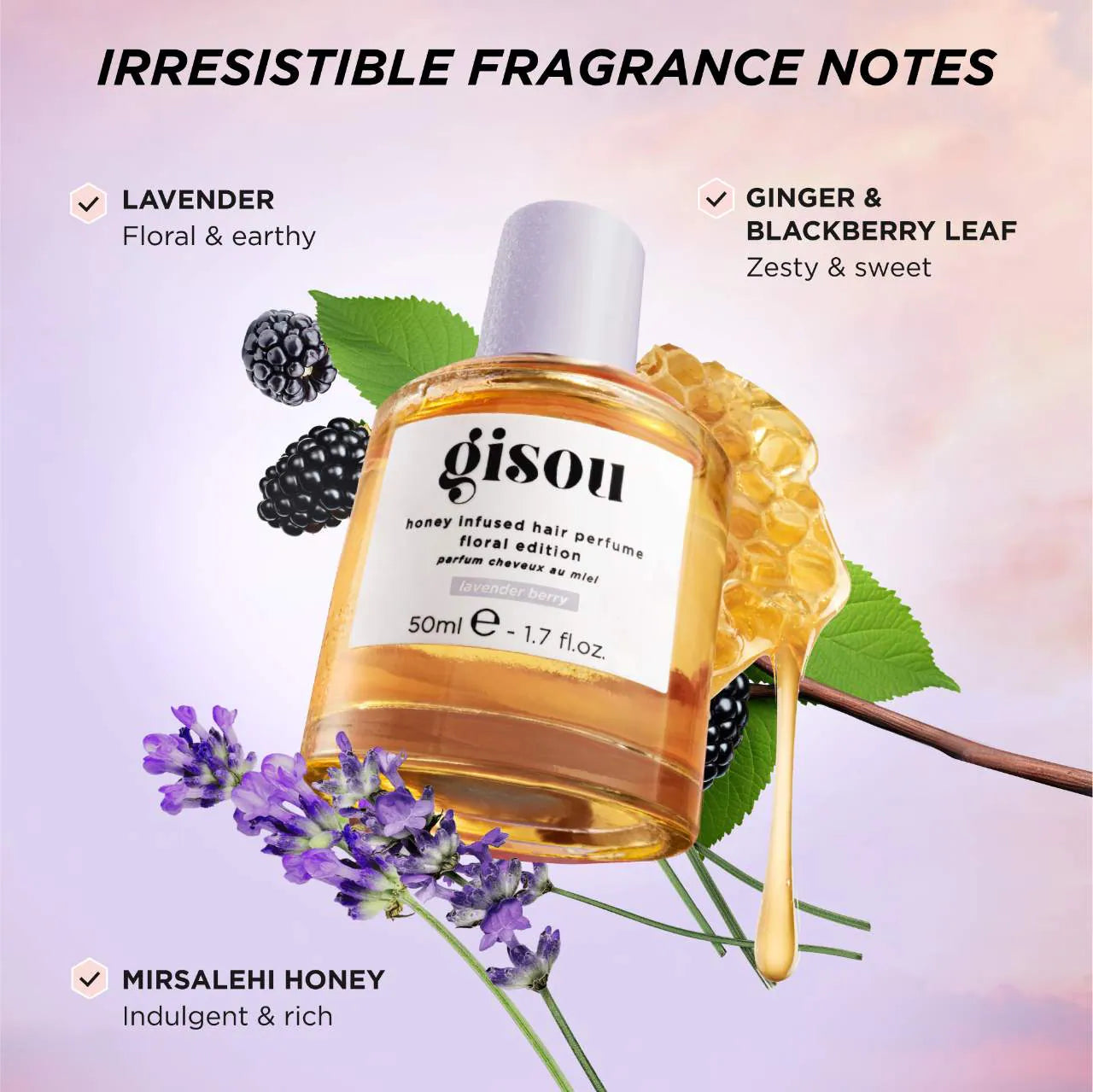 Perfume para el cabello con miel de lavanda y bayas
