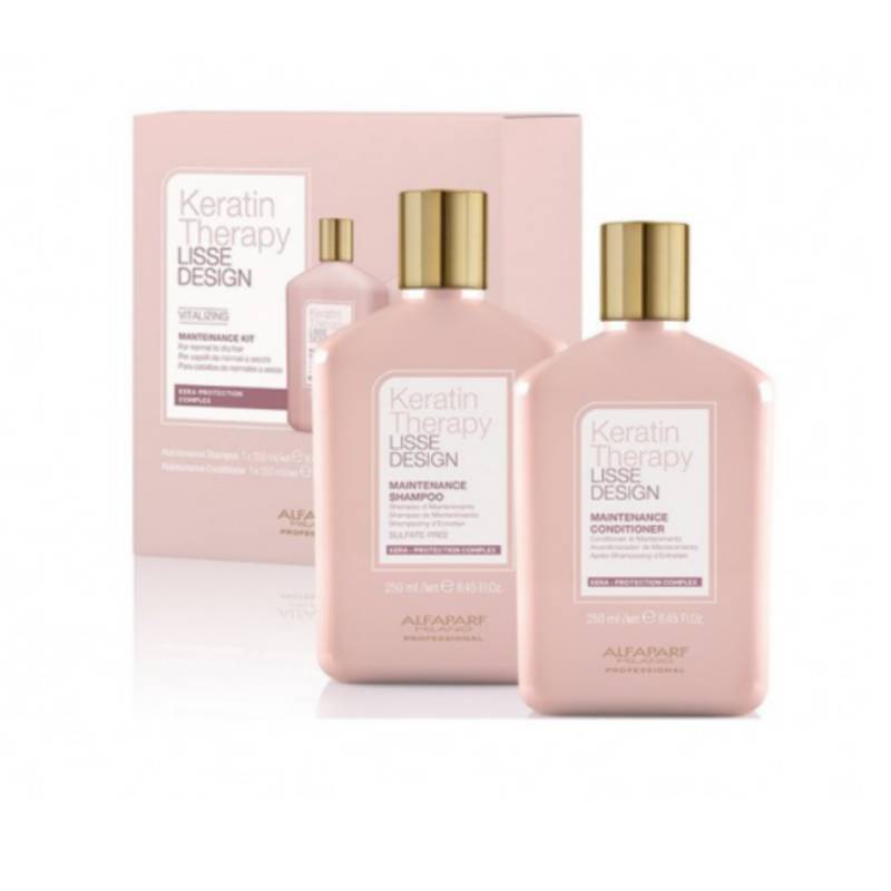 KIT MANTENCIÓN DE ALISADOS SHAMPOO ACONDICIONADOR KERATIN THERAPY ALFAPARF.