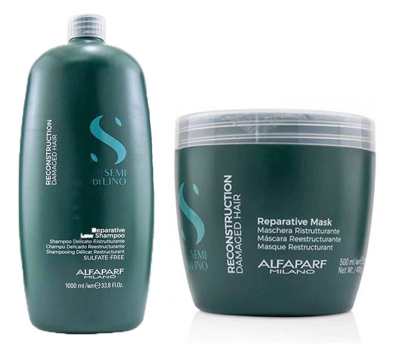 Shampoo 1Lt + crema reconstrucción Semi DiLino Alfaparf 500g